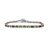 Zirconia Light Multicolor Round & Oval Tennis Bracelet (Silver)