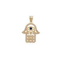 Zirconia Blue Evil Eye Hamsa Pendant (14K)