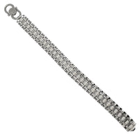 Brushed-Finish & Fluted Watch Band Bracelet (Platinum)