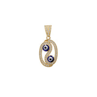 Zirconia Oval Outlined Evil Eye Pendant (14K)