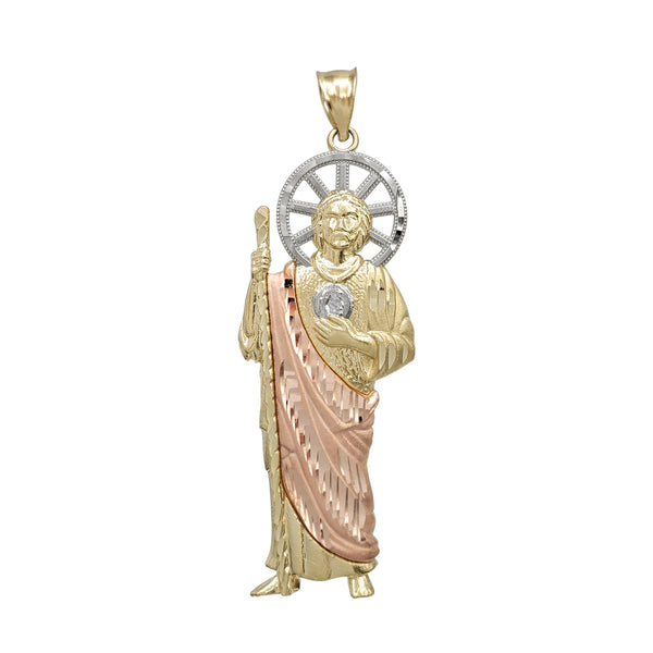 Tricolor Diamond-cut Saint Jude Pendant (14K)