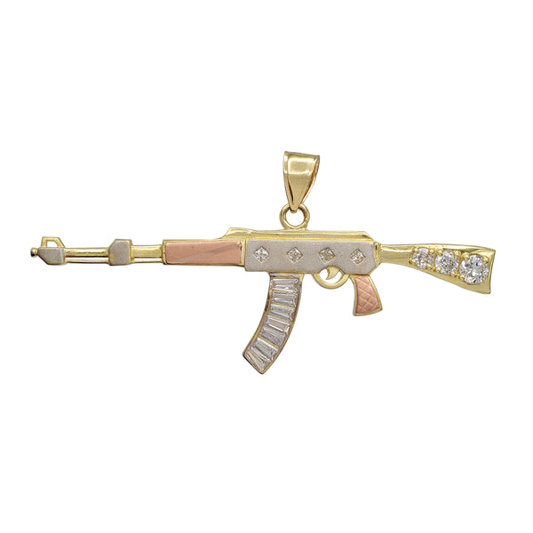 Tri-Gold AK47 Channel-Set Clip Pendant (14K)