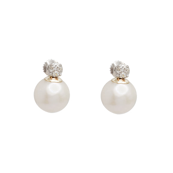 Diamond & Pearl Studs Earrings (14K)