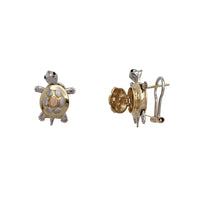 Tricolor Motion Turtle Huggie Earrings (14K)