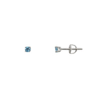 Blue Topaz Round Solitaire Stud Earrings (Silver)