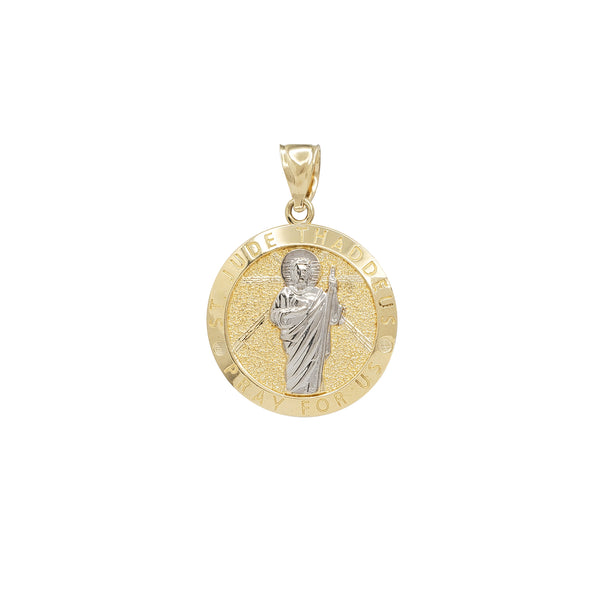 Saint Thaddeus Pray for Us Round Medallion Pendant (14K)