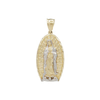 Two-Tone Textured Halo Virgin Mary Pendant (14K)