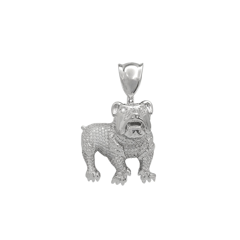 Iced-Out Bulldog Pendant (Silver)