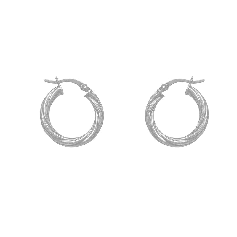 Twist Churro Hoop Earrings (Silver)