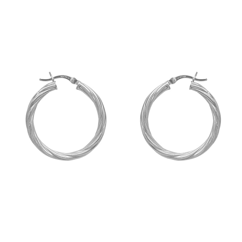 Twist Churro Hoop Earrings (Silver)