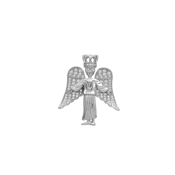 Zirconia Crowned Guardian Angel Pendant (Silver)