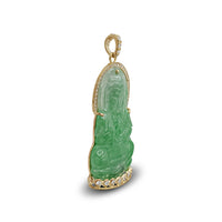 Diamond Guan Yin Jade Pendant (14K)