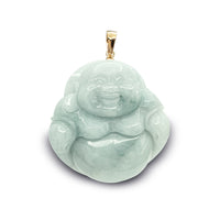 Laughing Buddha Jade Pendant (14K)