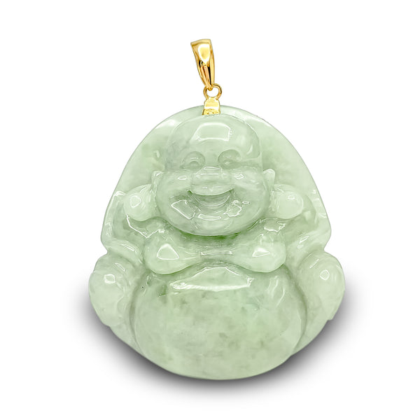 Laughing Buddha Jade Pendant (14K)