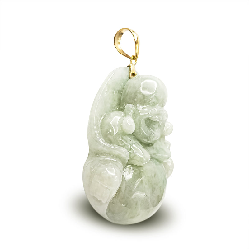 Laughing Buddha Jade Pendant (14K)