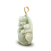 Laughing Buddha Jade Pendant (14K)