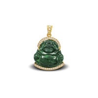 Diamond Laughing Buddha Jade Pendant (14K)