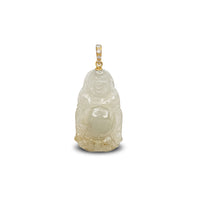 Diamond Laughing Buddha Jade Pendant (14K)