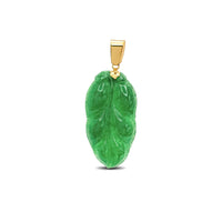 Green Jade Leaf Pendant (14K)