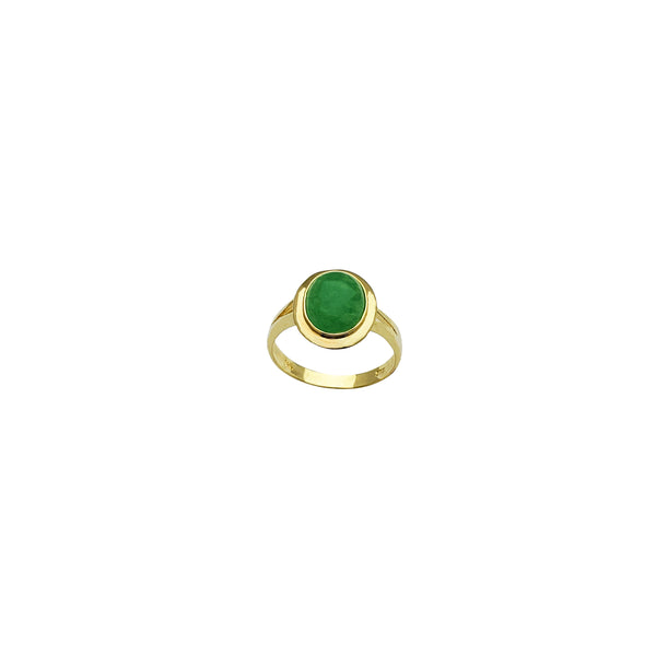 Yellow Gold Cabochon Jade Ring (14K)