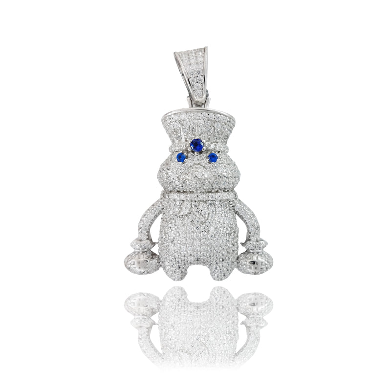 Pillsbury Doughboy with Moneybags Pendant white (Silver) front - Popular Jewelry - New York