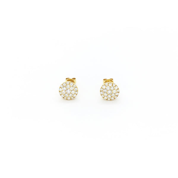 Round Diamond Cluster Stud Earrings yellow (10K) front - Popular Jewelry - New York