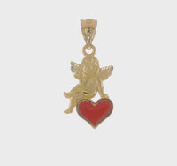 Angel on a Heart Enamel Pendant (14K) 360 - Popular Jewelry - New York