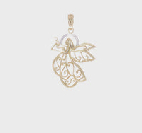 Flying Celestial Angel Filigree Pendant (14K) 360 - Popular Jewelry - New York