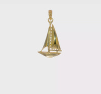 3-D Glossy Sailboat Pendant (14K)