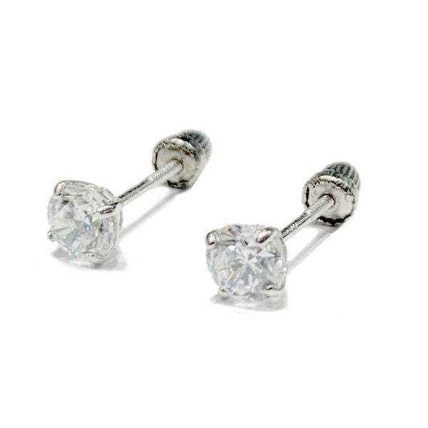 Round-Cut Cubic Zirconia Stud Earring (14K).