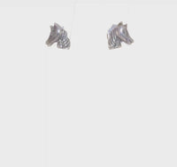 Antique Finish Horse Head Stud Earrings (Silver)