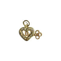 Heart Frame with Key CZ Pendant (14K) front - Popular Jewelry - New York