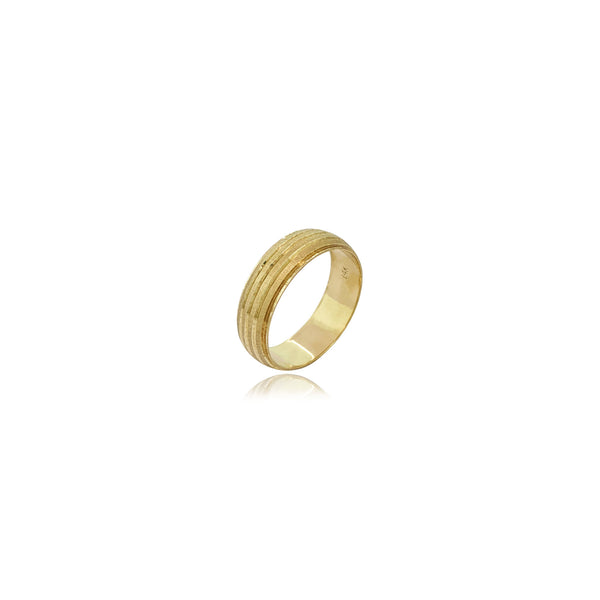 Florentine Parallel Grooved Wedding Band (14K) front - Popular Jewelry - New York