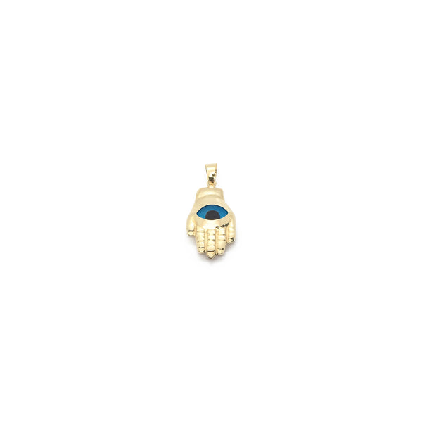 Hamsa with Evil Eye Pendant (14K) front - Popular Jewelry - New York