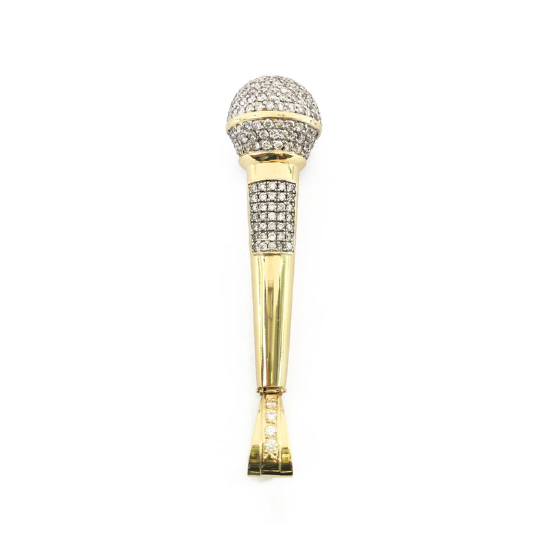 Microphone Diamond Pendant (14K) front - Popular Jewelry - New York