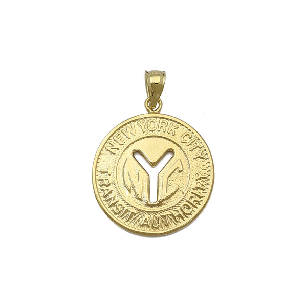 New York City Subway Token Pendant Yellow Gold (14K) front - Popular Jewelry - New York