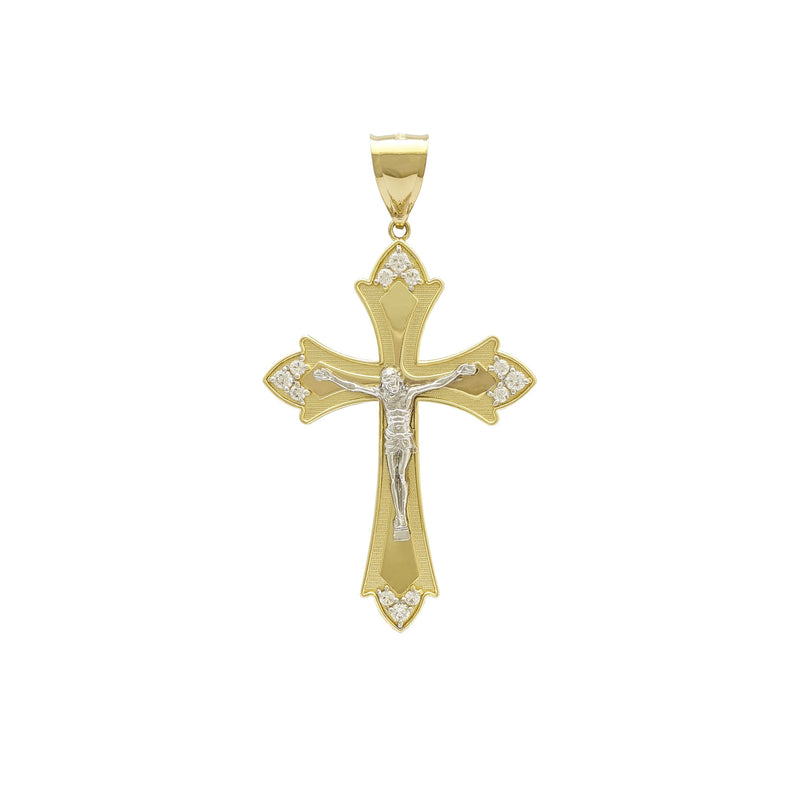 Icy Patonce Crucifix Pendant (14K) front - Popular Jewelry - New York