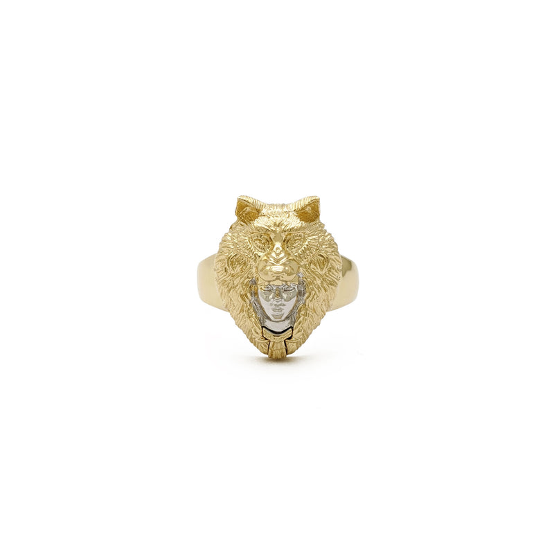 Lady Shaman (Wolf Headdress) Ring (14K) front - Popular Jewelry - New York