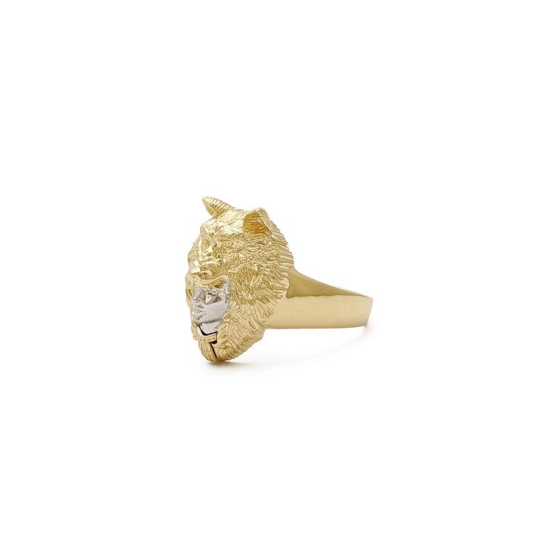 Lady Shaman (Wolf Headdress) Ring (14K) side - Popular Jewelry - New York