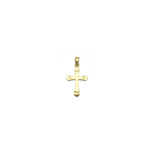 Incised Passion Cross Pendant Yellow (14K) front - Popular Jewelry - New York