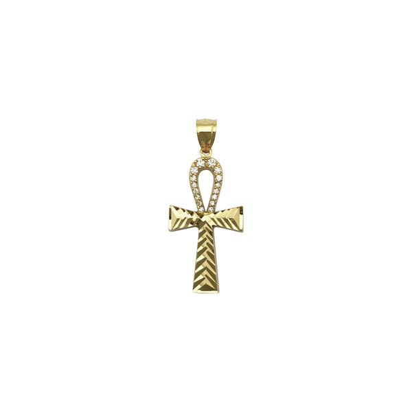 Partially Iced Ankh Pendant (14K) front - Popular Jewelry - New York