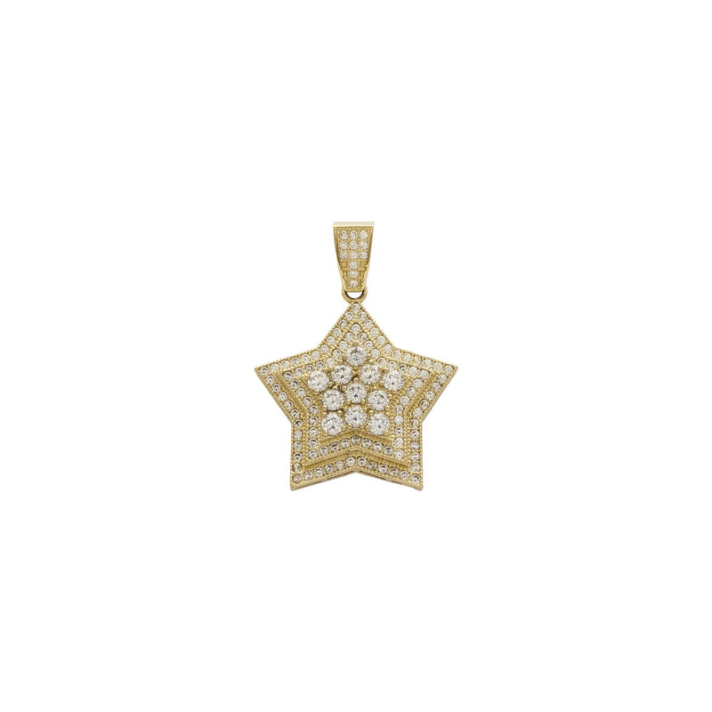 Triple-Layered Iced-Out Star Pendant (14K) front - Popular Jewelry - New York