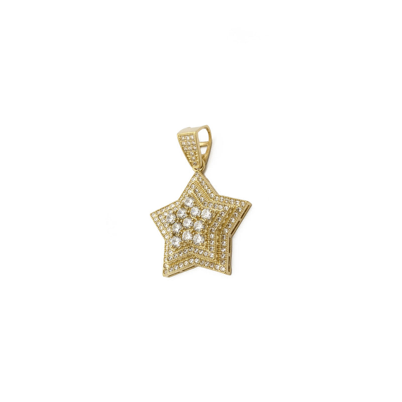 Triple-Layered Iced-Out Star Pendant (14K) side - Popular Jewelry - New York