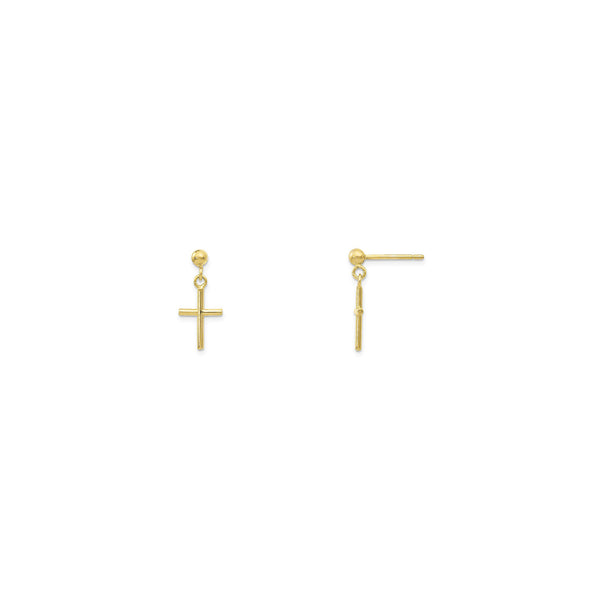 Tube Cross Hanging Earrings (14K) main - Popular Jewelry - New York