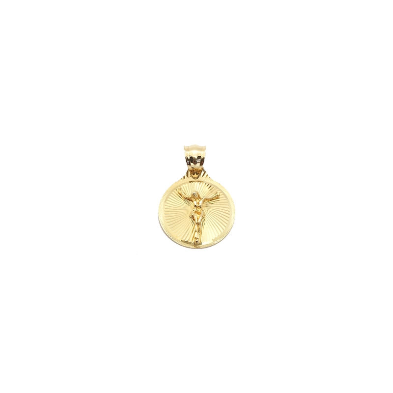 Crucified Jesus Diamond Cut Medallion Pendant (14K) front - Popular Jewelry - New York