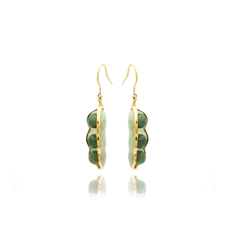 Jade Peapod Hanging Earrings (14K) – Popular J
