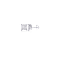 Square Screw Back Stud Earrings (Silver)