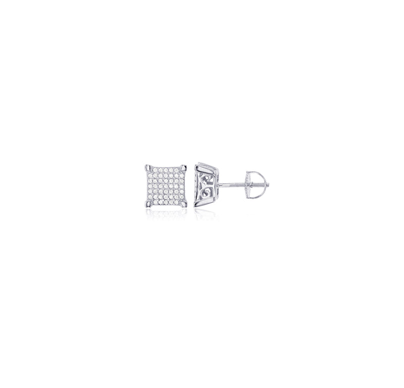 Square Screw Back Stud Earrings (Silver)