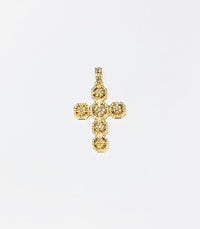 Round Diamond Cross pendant (14K).