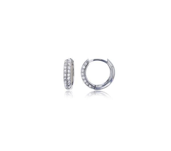 Two-Row CZ Stud Earring (Silver)